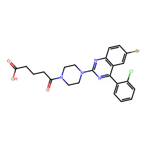 5-{4-[6-bromo-4-(2-chlorophenyl)quinazolin-2-yl]piperazin-1-yl}-5-oxopentanoic acid structure