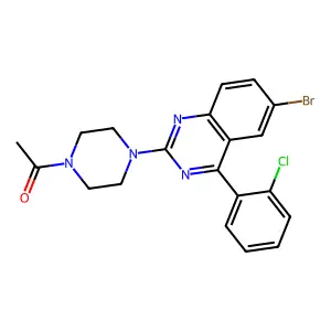 1-[4-[6-Bromo-4-(2-chlorophenyl)quinazolin-2-yl]piperazin-1-yl]ethanone structure