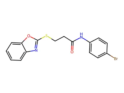3-(1,3-benzoxazol-2-ylsulfanyl)-N-(4-bromophenyl)propanamide structure