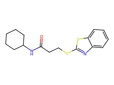 3-(1,3-benzothiazol-2-ylsulfanyl)-N-cyclohexylpropanamide structure