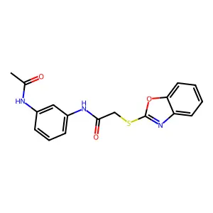 N-(3-acetamidophenyl)-2-(1,3-benzoxazol-2-ylsulfanyl)acetamide structure