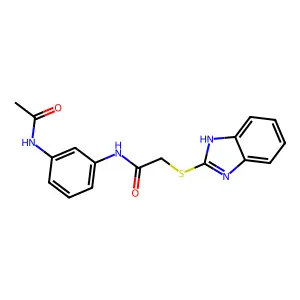 N-(3-acetamidophenyl)-2-(1H-benzimidazol-2-ylsulfanyl)acetamide structure