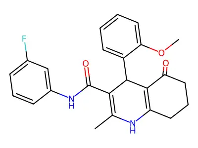 N-(3-Fluorophenyl)-4-(2-methoxyphenyl)-2-methyl-5-oxo-1,4,5,6,7,8-hexahydroquinoline-3-carboxamide structure