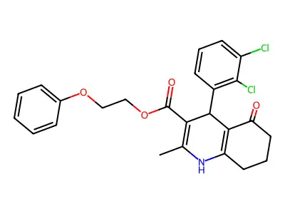 2-phenoxyethyl 4-(2,3-dichlorophenyl)-2-methyl-5-oxo-1,4,5,6,7,8-hexahydroquinoline-3-carboxylate structure