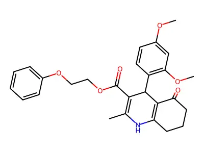 2-phenoxyethyl 4-(2,4-dimethoxyphenyl)-2-methyl-5-oxo-1,4,5,6,7,8-hexahydroquinoline-3-carboxylate structure