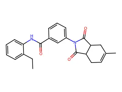 N-(2-ethylphenyl)-3-(5-methyl-1,3-dioxo-1,3,3a,4,7,7a-hexahydro-2H-isoindol-2-yl)benzamide structure