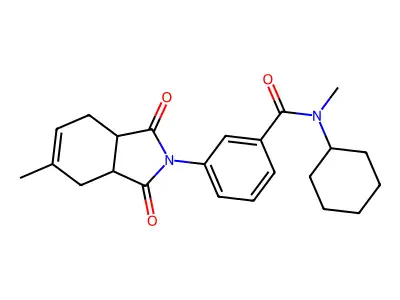 N-cyclohexyl-N-methyl-3-(5-methyl-1,3-dioxo-1,3,3a,4,7,7a-hexahydro-2H-isoindol-2-yl)benzamide structure