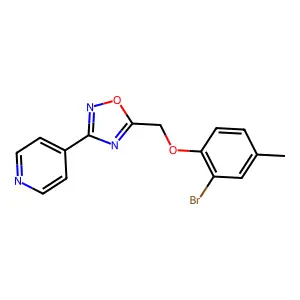 5-[(2-Bromo-4-methylphenoxy)methyl]-3-pyridin-4-yl-1,2,4-oxadiazole structure