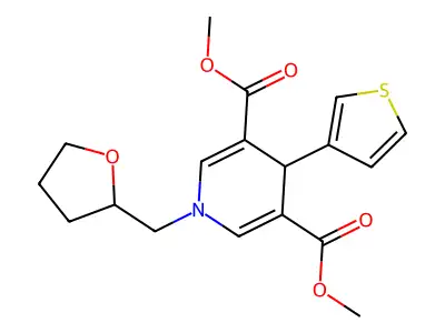 dimethyl 1-(oxolan-2-ylmethyl)-4-thiophen-3-yl-4H-pyridine-3,5-dicarboxylate structure