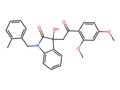 3-[2-(2,4-dimethoxyphenyl)-2-oxoethyl]-3-hydroxy-1-(2-methylbenzyl)-1,3-dihydro-2H-indol-2-one structure