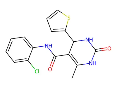 N-(2-chlorophenyl)-6-methyl-2-oxo-4-(thiophen-2-yl)-1,2,3,4-tetrahydropyrimidine-5-carboxamide structure