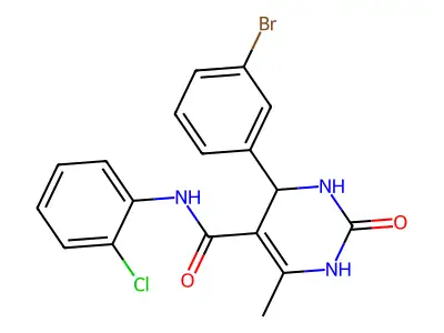 4-(3-bromophenyl)-N-(2-chlorophenyl)-6-methyl-2-oxo-1,2,3,4-tetrahydropyrimidine-5-carboxamide structure