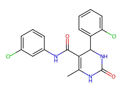 4-(2-chlorophenyl)-N-(3-chlorophenyl)-6-methyl-2-oxo-1,2,3,4-tetrahydropyrimidine-5-carboxamide structure