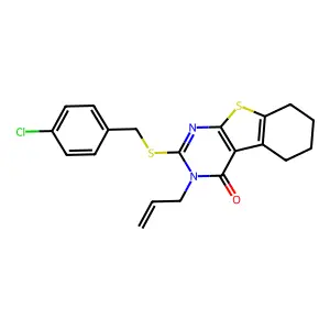 3-allyl-2-[(4-chlorobenzyl)sulfanyl]-5,6,7,8-tetrahydro[1]benzothieno[2,3-d]pyrimidin-4(3H)-one structure