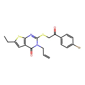 3-allyl-2-((2-(4-bromophenyl)-2-oxoethyl)thio)-6-ethylthieno[2,3-d]pyrimidin-4(3H)-one structure