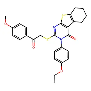3-(4-ethoxyphenyl)-2-{[2-(4-methoxyphenyl)-2-oxoethyl]sulfanyl}-5,6,7,8-tetrahydro[1]benzothieno[2,3-d]pyrimidin-4(3H)-one structure