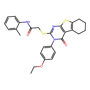 2-{[3-(4-ethoxyphenyl)-4-oxo-3,4,5,6,7,8-hexahydro[1]benzothieno[2,3-d]pyrimidin-2-yl]sulfanyl}-N-(2-methylphenyl)acetamide structure