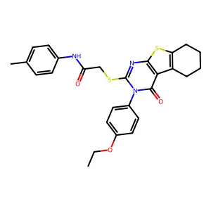 2-{[3-(4-ethoxyphenyl)-4-oxo-3,4,5,6,7,8-hexahydro[1]benzothieno[2,3-d]pyrimidin-2-yl]sulfanyl}-N-(4-methylphenyl)acetamide structure