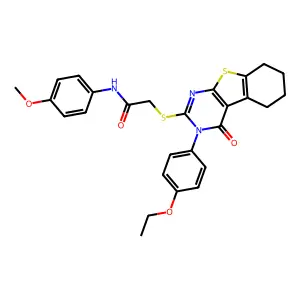 2-{[3-(4-ethoxyphenyl)-4-oxo-3,4,5,6,7,8-hexahydro[1]benzothieno[2,3-d]pyrimidin-2-yl]sulfanyl}-N-(4-methoxyphenyl)acetamide structure