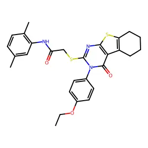 N-(2,5-dimethylphenyl)-2-{[3-(4-ethoxyphenyl)-4-oxo-3,4,5,6,7,8-hexahydro[1]benzothieno[2,3-d]pyrimidin-2-yl]sulfanyl}acetamide structure