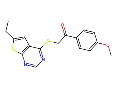 2-((6-Ethylthieno[2,3-d]pyrimidin-4-yl)thio)-1-(4-methoxyphenyl)ethanone structure