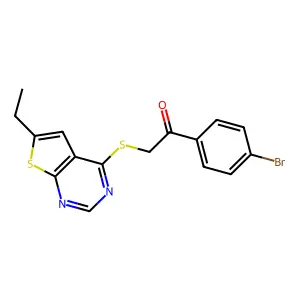 1-(4-Bromophenyl)-2-((6-ethylthieno[2,3-d]pyrimidin-4-yl)thio)ethanone structure