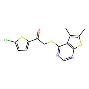 1-(5-chlorothiophen-2-yl)-2-(5,6-dimethylthieno[2,3-d]pyrimidin-4-yl)sulfanylethanone structure