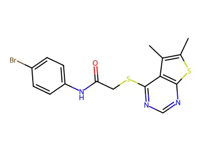 N-(4-bromophenyl)-2-((5,6-dimethylthieno[2,3-d]pyrimidin-4-yl)thio)acetamide structure