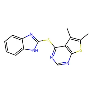 4-(1H-benzimidazol-2-ylsulfanyl)-5,6-dimethylthieno[2,3-d]pyrimidine structure
