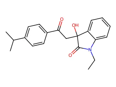 1-Ethyl-3-hydroxy-3-[2-oxo-2-(4-propan-2-ylphenyl)ethyl]indol-2-one structure