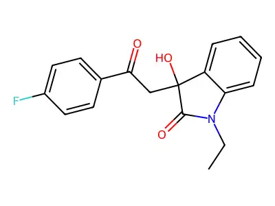 1-Ethyl-3-[2-(4-fluorophenyl)-2-oxoethyl]-3-hydroxyindol-2-one structure