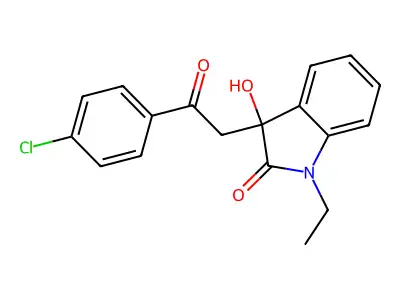 3-[2-(4-chlorophenyl)-2-oxoethyl]-1-ethyl-3-hydroxy-1,3-dihydro-2H-indol-2-one structure