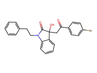 3-[2-(4-bromophenyl)-2-oxoethyl]-3-hydroxy-1-(2-phenylethyl)-1,3-dihydro-2H-indol-2-one structure