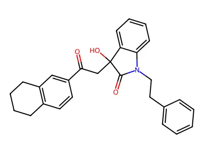 3-hydroxy-3-[2-oxo-2-(5,6,7,8-tetrahydronaphthalen-2-yl)ethyl]-1-(2-phenylethyl)-1,3-dihydro-2H-indol-2-one structure