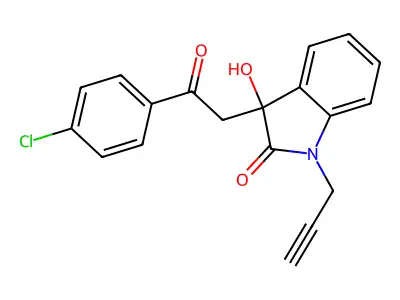 3-[2-(4-Chlorophenyl)-2-oxoethyl]-3-hydroxy-1-prop-2-ynylindol-2-one structure