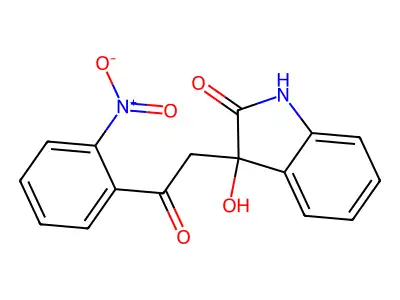3-hydroxy-3-[2-(2-nitrophenyl)-2-oxoethyl]-1,3-dihydro-2H-indol-2-one structure