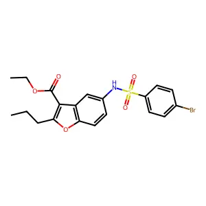 Ethyl 5-{[(4-bromophenyl)sulfonyl]amino}-2-propyl-1-benzofuran-3-carboxylate structure