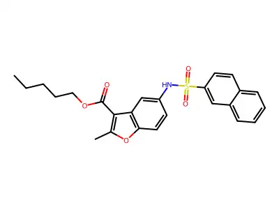 Pentyl 2-methyl-5-(naphthalene-2-sulfonamido)benzofuran-3-carboxylate structure