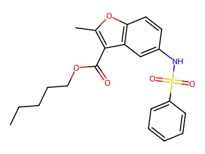 Pentyl 5-(benzenesulfonamido)-2-methyl-1-benzofuran-3-carboxylate structure