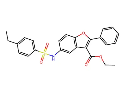 Ethyl 5-{[(4-ethylphenyl)sulfonyl]amino}-2-phenyl-1-benzofuran-3-carboxylate structure