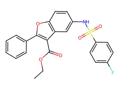 Ethyl 5-[(4-fluorophenyl)sulfonylamino]-2-phenyl-1-benzofuran-3-carboxylate structure