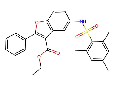 Ethyl 5-[(mesitylsulfonyl)amino]-2-phenyl-1-benzofuran-3-carboxylate structure