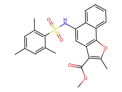 Methyl 5-[(mesitylsulfonyl)amino]-2-methylnaphtho[1,2-b]furan-3-carboxylate structure