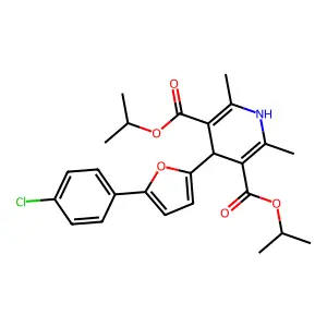 dipropan-2-yl 4-[5-(4-chlorophenyl)furan-2-yl]-2,6-dimethyl-1,4-dihydropyridine-3,5-dicarboxylate structure