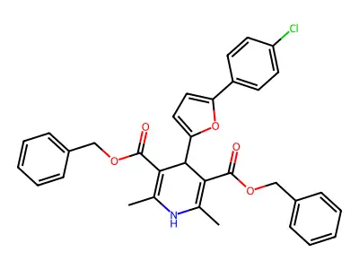 Dibenzyl 4-[5-(4-chlorophenyl)-2-furyl]-2,6-dimethyl-1,4-dihydropyridine-3,5-dicarboxylate structure