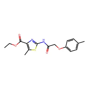 Ethyl 5-methyl-2-{[(4-methylphenoxy)acetyl]amino}-1,3-thiazole-4-carboxylate structure