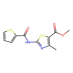 Methyl 4-methyl-2-[(thiophen-2-ylcarbonyl)amino]-1,3-thiazole-5-carboxylate structure