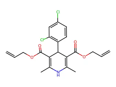 3,5-bis(prop-2-en-1-yl) 4-(2,4-dichlorophenyl)-2,6-dimethyl-1,4-dihydropyridine-3,5-dicarboxylate structure