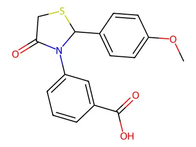 3-[2-(4-Methoxyphenyl)-4-oxo-1,3-thiazolidin-3-yl]benzoic acid structure