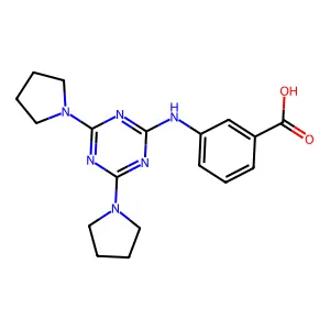 3-[(4,6-Dipyrrolidin-1-yl-1,3,5-triazin-2-yl)amino]benzoic acid structure